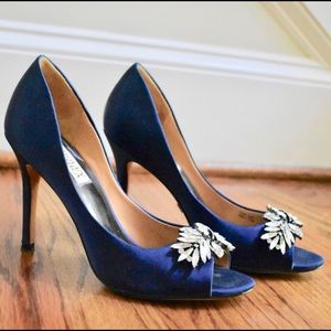 Badgley Mischka "Buzz" Blue Satin Pumps